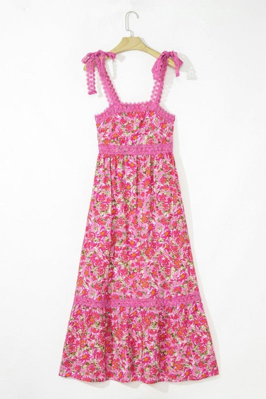 Ashlyn Floral Lace Tied Strap Empire Waist Maxi Dr - Blu Lotus Boutique