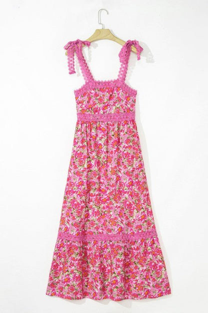 Ashlyn Floral Lace Tied Strap Empire Waist Maxi Dr - Blu Lotus Boutique