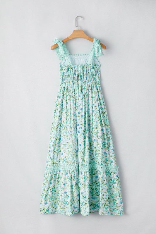 Ashlyn Floral Lace Tied Strap Empire Waist Maxi Dr - Blu Lotus Boutique
