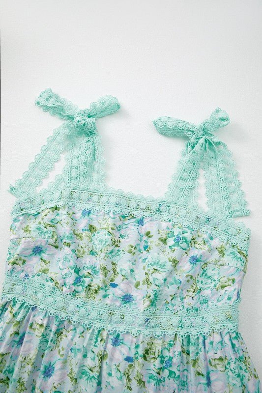 Ashlyn Floral Lace Tied Strap Empire Waist Maxi Dr - Blu Lotus Boutique
