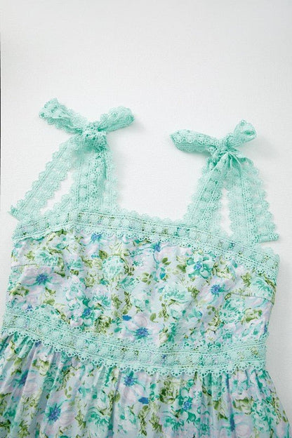 Ashlyn Floral Lace Tied Strap Empire Waist Maxi Dr - Blu Lotus Boutique