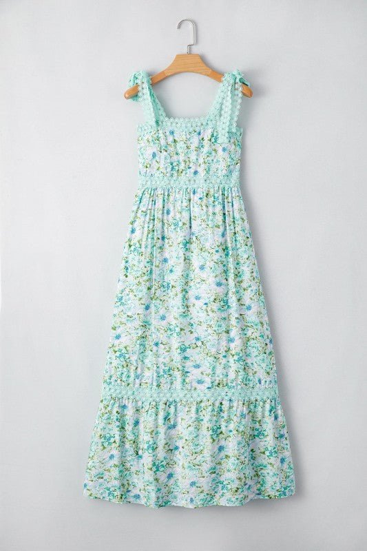 Ashlyn Floral Lace Tied Strap Empire Waist Maxi Dr - Blu Lotus Boutique