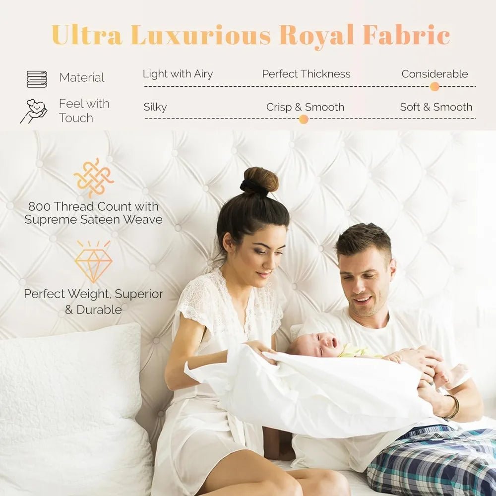 Ashton Sheets 100% Egyptian Cotton Sheets King Size - 4 PC 800 High Thread Count Egyptian Cotton King Size Bed Sheets Set (White - Blu Lotus Boutique