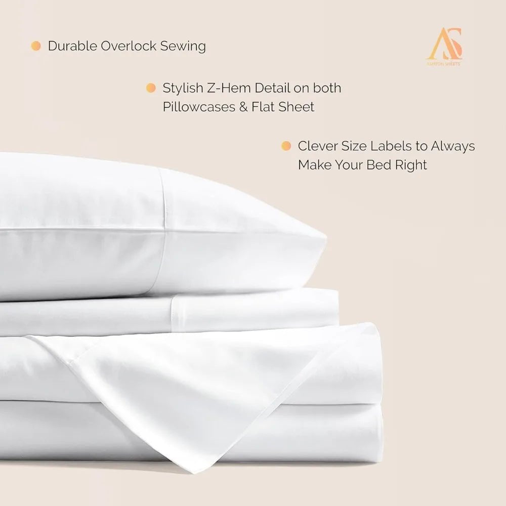 Ashton Sheets 100% Egyptian Cotton Sheets King Size - 4 PC 800 High Thread Count Egyptian Cotton King Size Bed Sheets Set (White - Blu Lotus Boutique