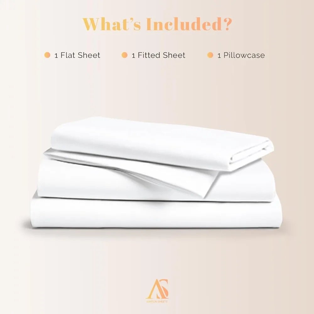 Ashton Sheets 100% Egyptian Cotton Sheets King Size - 4 PC 800 High Thread Count Egyptian Cotton King Size Bed Sheets Set (White - Blu Lotus Boutique