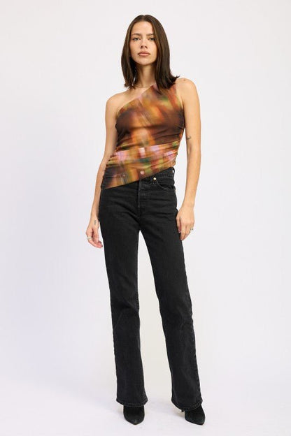 ASYMMETRICAL ONE SHOULDER TOP - Blu Lotus Boutique