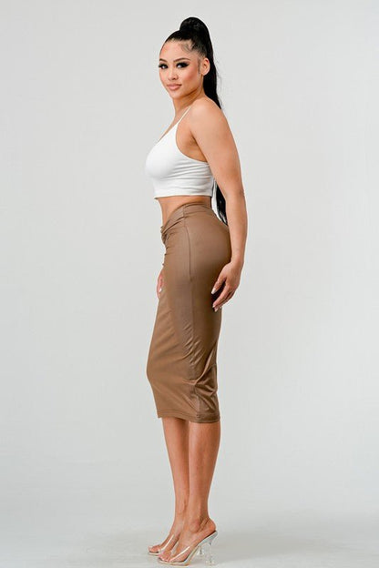 Athina high quality fabric soft PU mini skirt - Blu Lotus Boutique