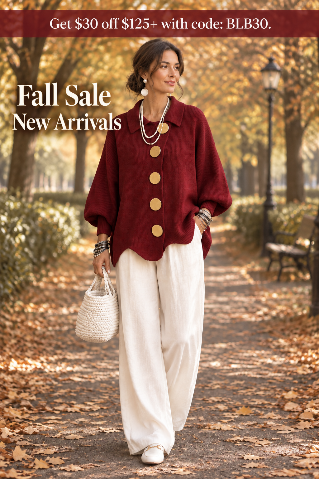 Autumn park banner with Fall Sale New Arrivals