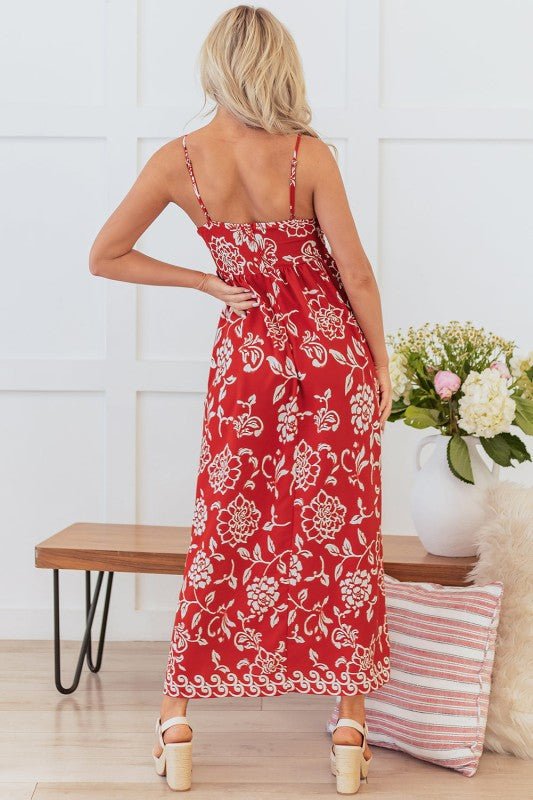 Aylin Floral Spaghetti Strap Maxi Dress - Blu Lotus Boutique