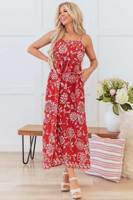 Aylin Floral Spaghetti Strap Maxi Dress - Blu Lotus Boutique