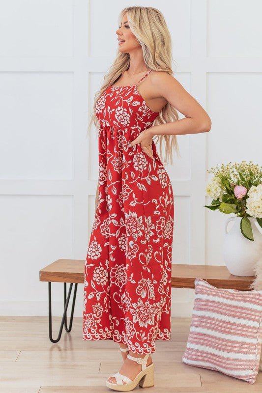 Aylin Floral Spaghetti Strap Maxi Dress - Blu Lotus Boutique