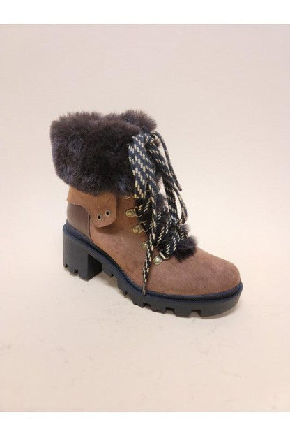 VINI-FUR COMBAT BOOTIES - Blu Lotus Boutique