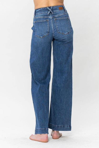 Judy Blue Full Size Double Button Wide Leg Jeans - Blu Lotus Boutique