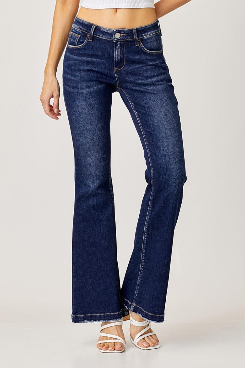 RISEN Full Size Low Rise Flare Jeans - Blu Lotus Boutique