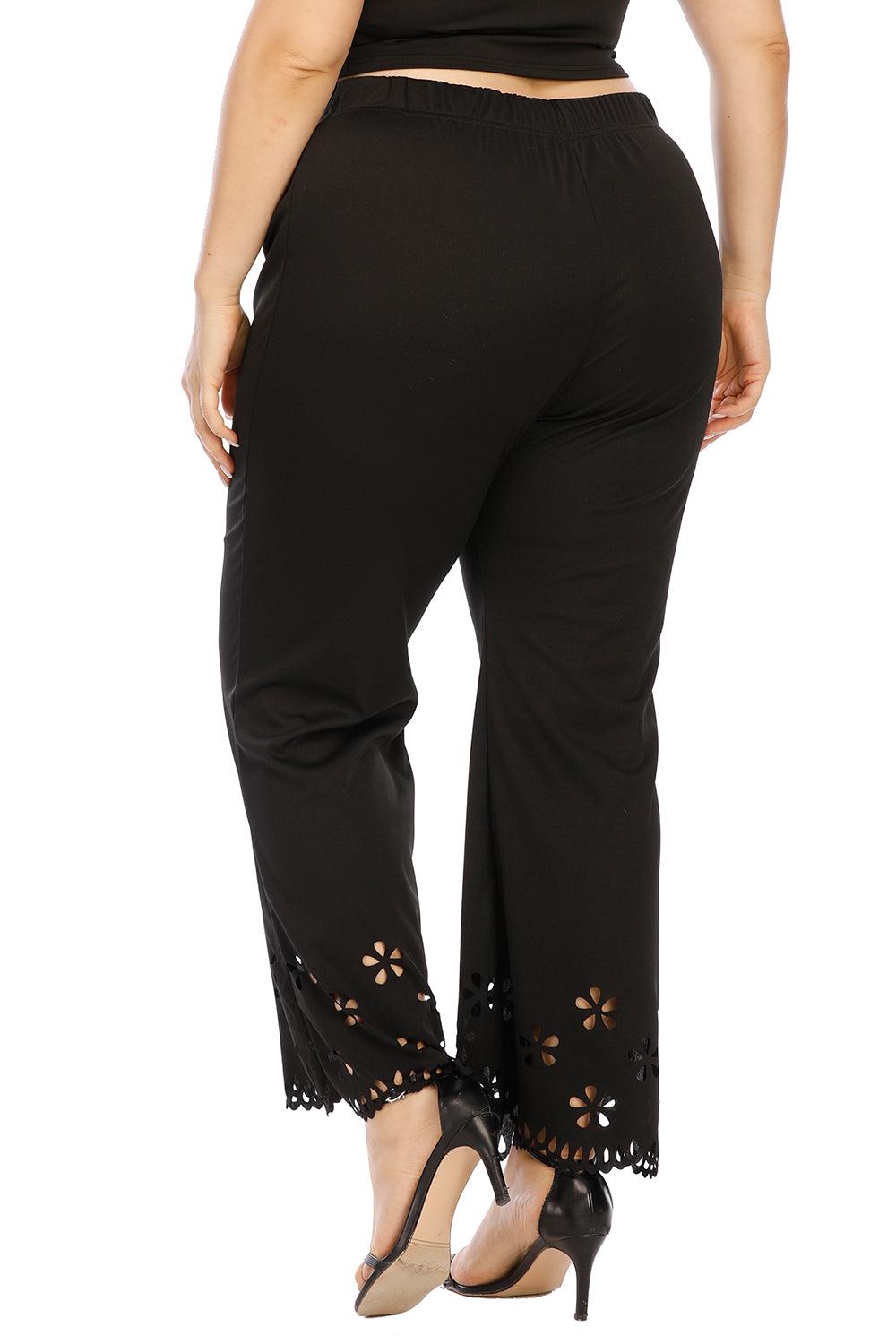 Plus Size Openwork Detail Pants - Blu Lotus Boutique