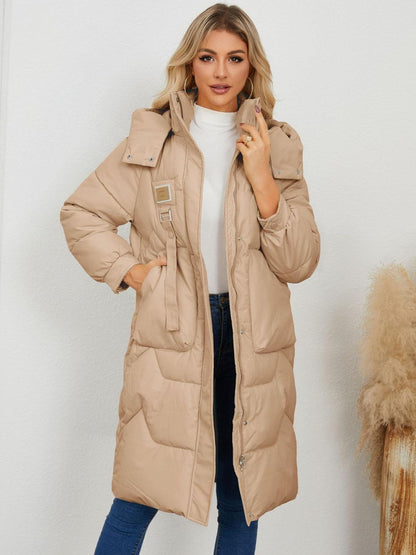 Long Sleeve Longline Hooded Winter Coat - Blu Lotus Boutique