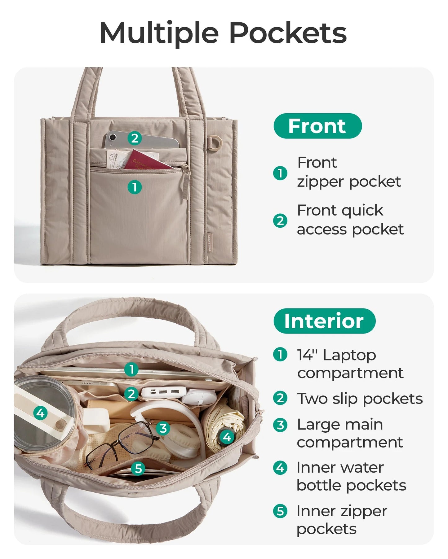 BAGSMART Women Tote Bag for Travel Work College Large Capacity Casual Commuting Crossbody Bag Lightweight Handbag with Zipper - Blu Lotus Boutique