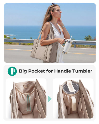 BAGSMART Women Tote Bag for Travel Work College Large Capacity Casual Commuting Crossbody Bag Lightweight Handbag with Zipper - Blu Lotus Boutique