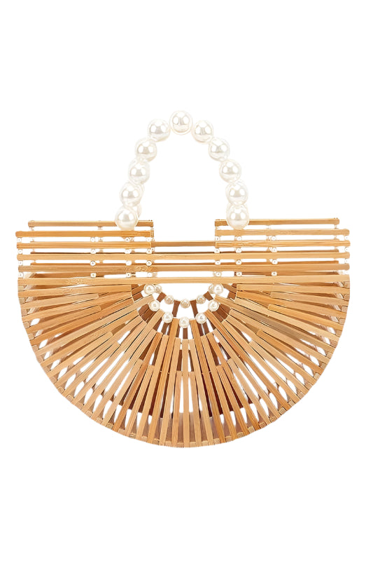 Bamboo Structure Half Circle Clutch Bag - Blu Lotus Boutique