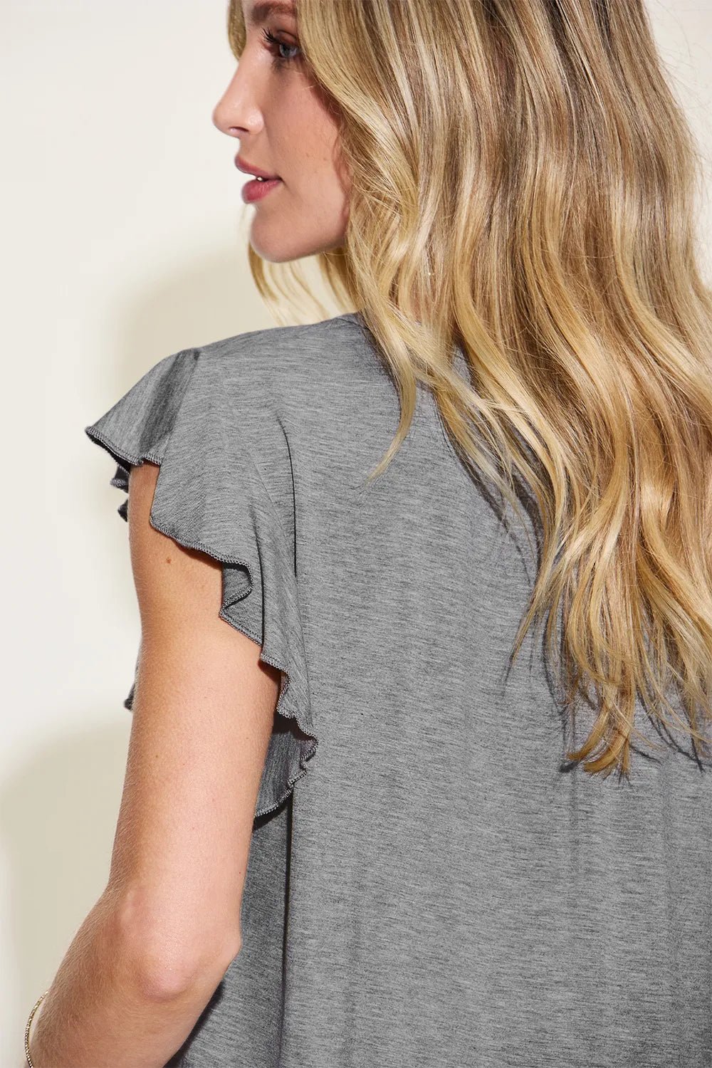 Basic Bae Full Size Bamboo Notched Ruffled Short Sleeve T-Shirt - Blu Lotus Boutique