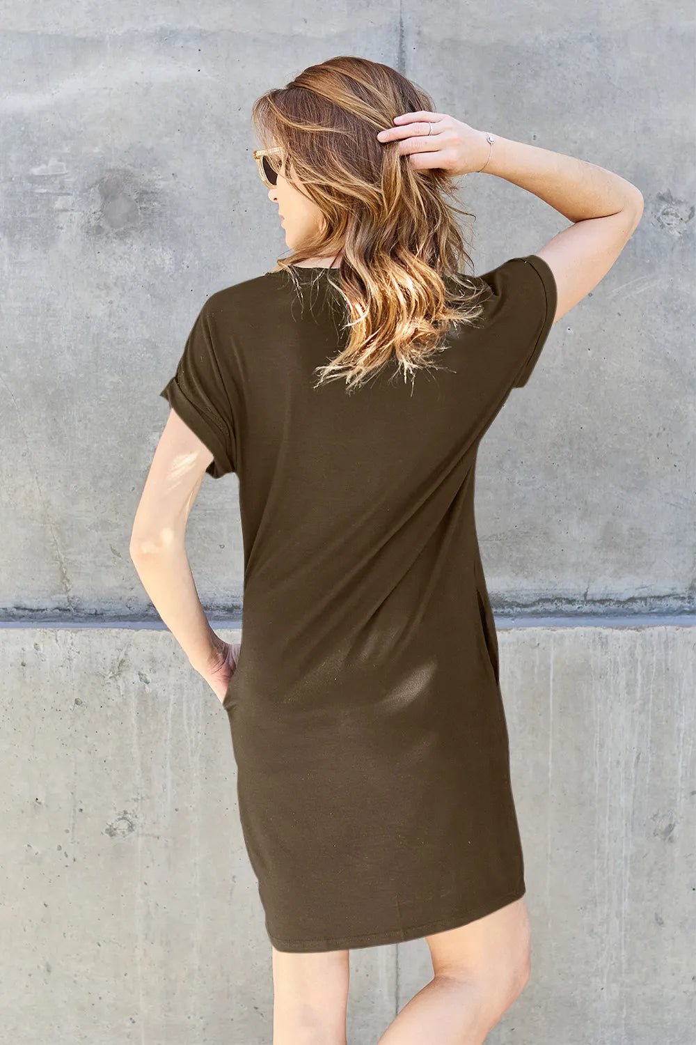 Basic Bae Full Size Round Neck Short Sleeve Dress with Pockets - Blu Lotus Boutique