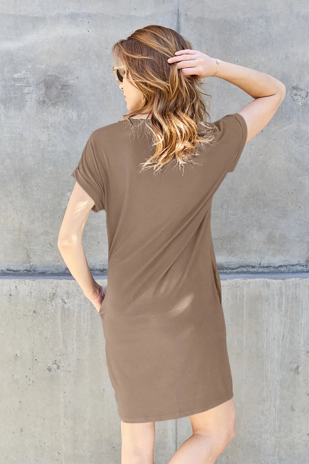 Basic Bae Full Size Round Neck Short Sleeve Dress with Pockets - Blu Lotus Boutique