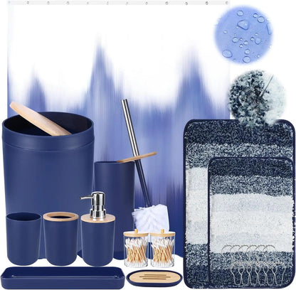 Bathroom Accessories Green Bathroom Sets with Shower Curtain and Rug, Green Ombre Waterproof Shower Curtain - Blu Lotus Boutique