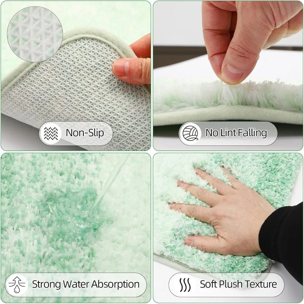 Bathroom Accessories Green Bathroom Sets with Shower Curtain and Rug, Green Ombre Waterproof Shower Curtain - Blu Lotus Boutique