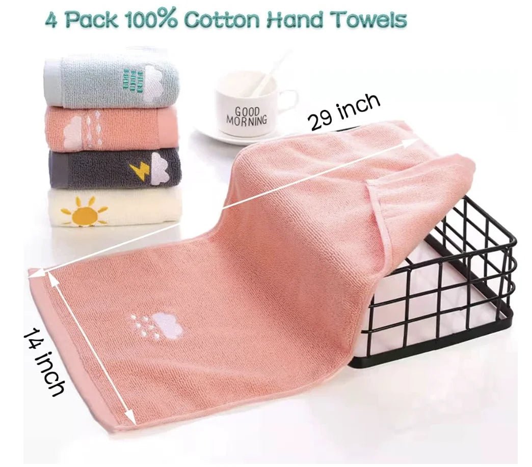 Bathroom Hand Towels Set of 4, Hand Towel Soft Cotton Towel Highly Absorbent Hand Towel, Hand Towels for Bath, Hand, Face, Gym a - Blu Lotus Boutique