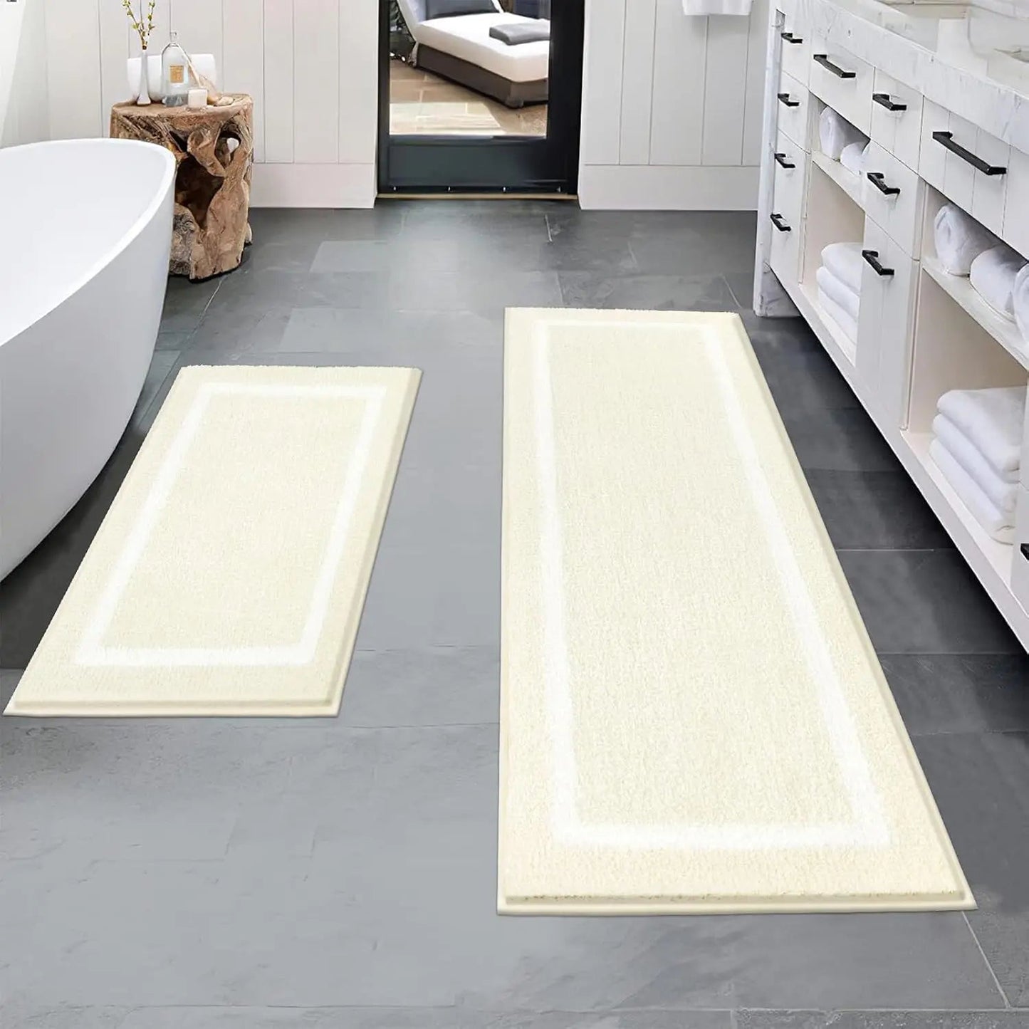 Bathroom Rug Mat Set 3 Piece, Microfiber Shaggy Bath Set, Non - Slip Ultra Soft Carpet Mats, Absorbent with U - Shaped Toilet - Blu Lotus Boutique