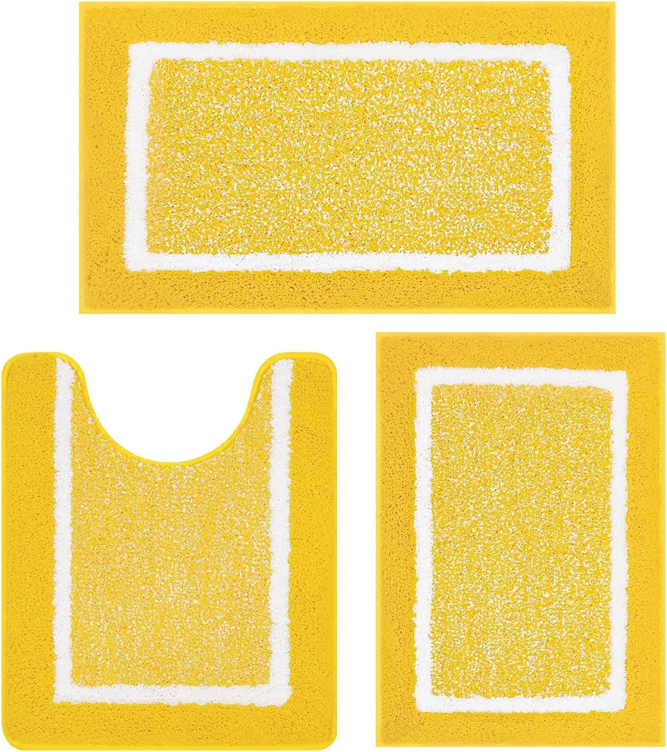 Bathroom Rug Mat Set 3 Piece, Microfiber Shaggy Bath Set, Non - Slip Ultra Soft Carpet Mats, Absorbent with U - Shaped Toilet - Blu Lotus Boutique
