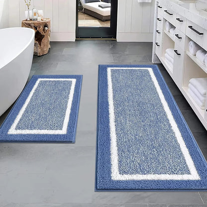 Bathroom Rug Mat Set 3 Piece, Microfiber Shaggy Bath Set, Non - Slip Ultra Soft Carpet Mats, Absorbent with U - Shaped Toilet - Blu Lotus Boutique