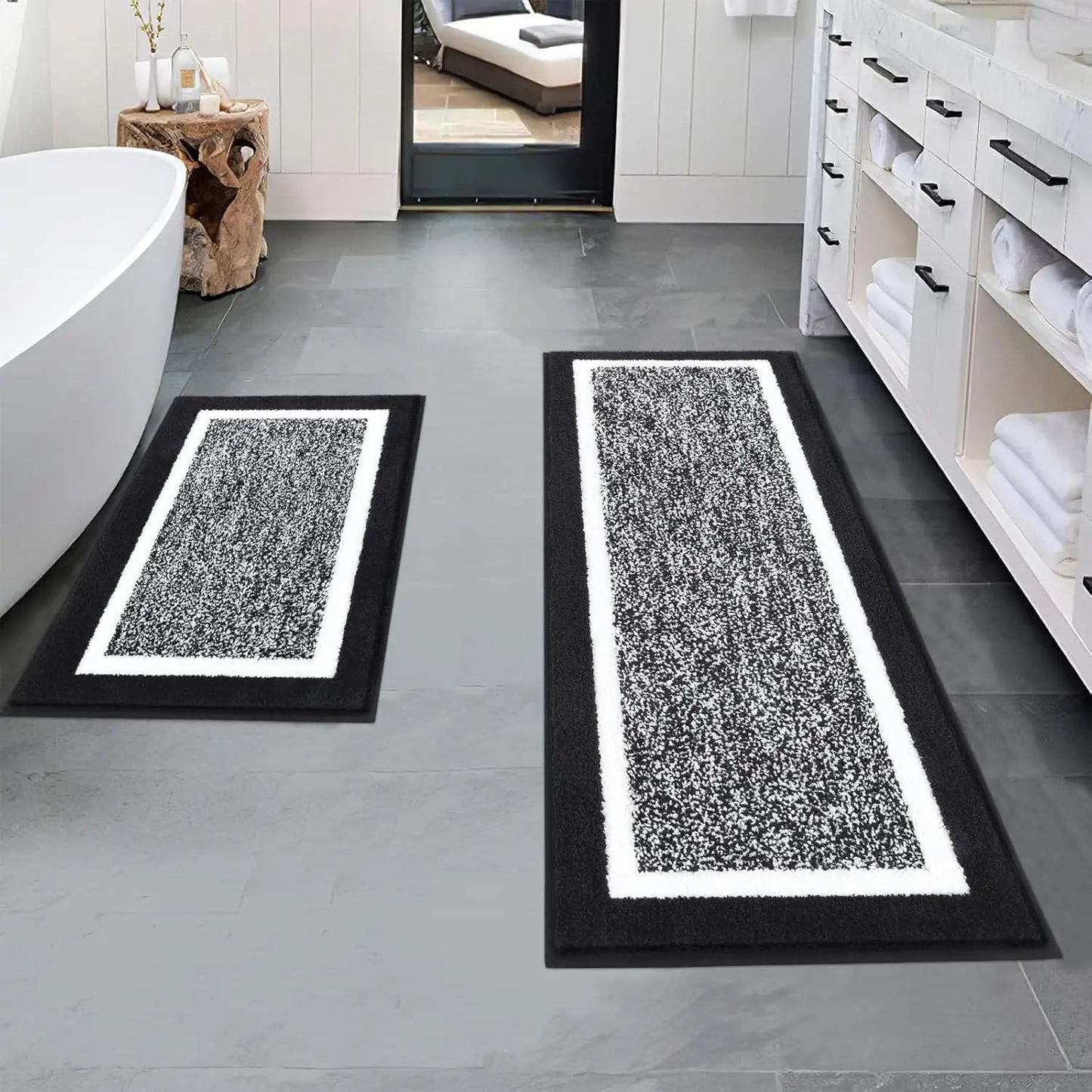 Bathroom Rug Mat Set 3 Piece, Microfiber Shaggy Bath Set, Non - Slip Ultra Soft Carpet Mats, Absorbent with U - Shaped Toilet - Blu Lotus Boutique