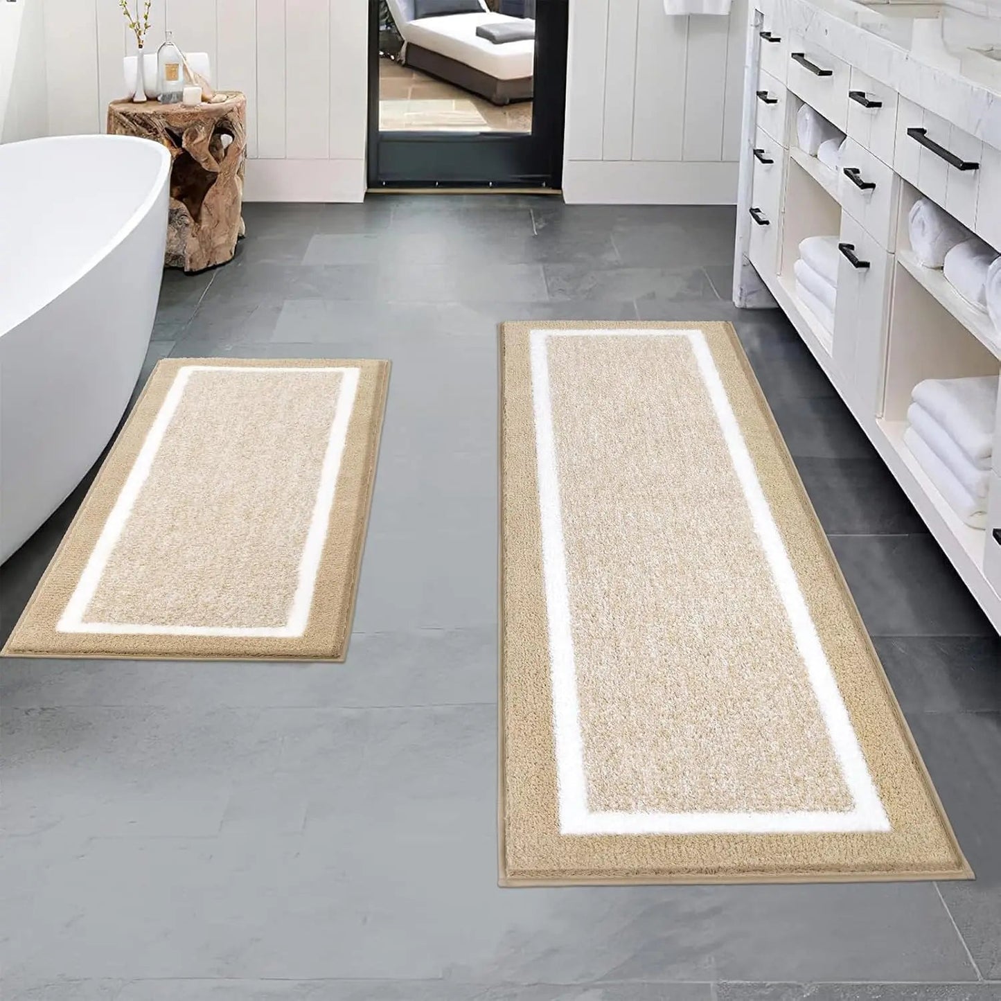 Bathroom Rug Mat Set 3 Piece, Microfiber Shaggy Bath Set, Non - Slip Ultra Soft Carpet Mats, Absorbent with U - Shaped Toilet - Blu Lotus Boutique