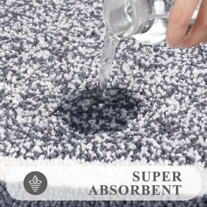 Bathroom Rug Mat Set 3 Piece, Microfiber Shaggy Bath Set, Non - Slip Ultra Soft Carpet Mats, Absorbent with U - Shaped Toilet - Blu Lotus Boutique