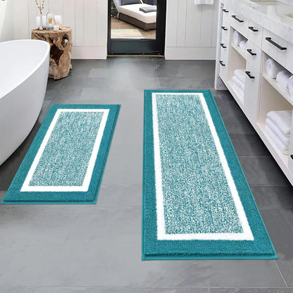 Bathroom Rug Mat Set 3 Piece, Microfiber Shaggy Bath Set, Non - Slip Ultra Soft Carpet Mats, Absorbent with U - Shaped Toilet - Blu Lotus Boutique