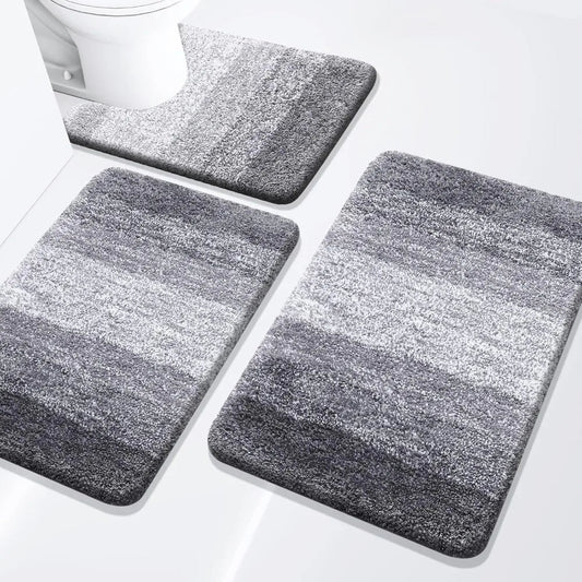 Bathroom Rugs Set 3 Piece, Extra Soft and Absorbent Bath Rugs, Machine Wash Dry Bath Mats for Bathroom, Toilet - Blu Lotus Boutique