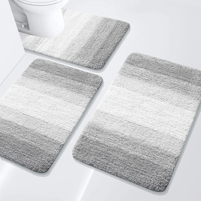 Bathroom Rugs Set 3 Piece, Extra Soft and Absorbent Bath Rugs, Machine Wash Dry Bath Mats for Bathroom, Toilet - Blu Lotus Boutique