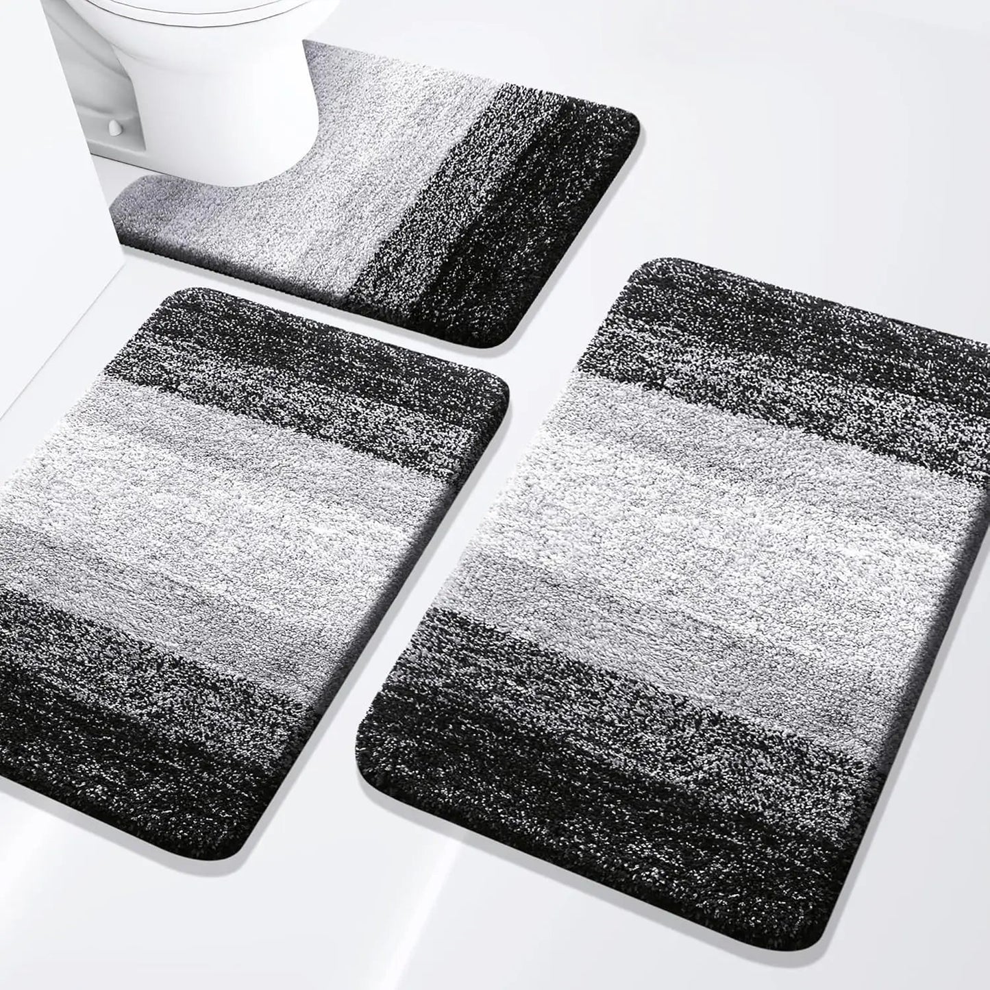 Bathroom Rugs Set 3 Piece, Extra Soft and Absorbent Bath Rugs, Machine Wash Dry Bath Mats for Bathroom, Toilet - Blu Lotus Boutique