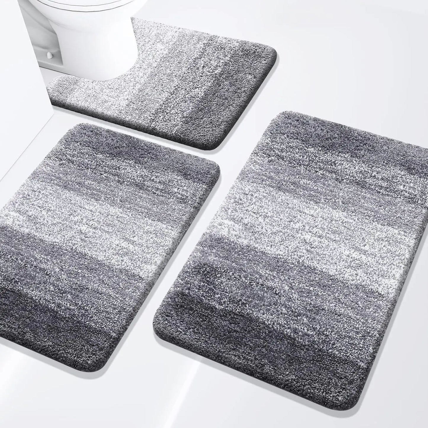 Bathroom Rugs Set 3 Piece, Extra Soft and Absorbent Bath Rugs, Machine Wash Dry Bath Mats for Bathroom, Toilet - Blu Lotus Boutique