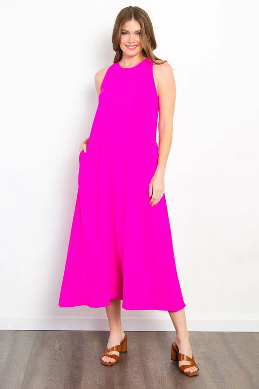 Be Stage Midi Tank Dress with Pockets - Blu Lotus Boutique