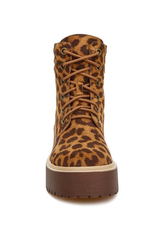 Ujola High Ankle Leopard Print Suede Boots - Blu Lotus Boutique