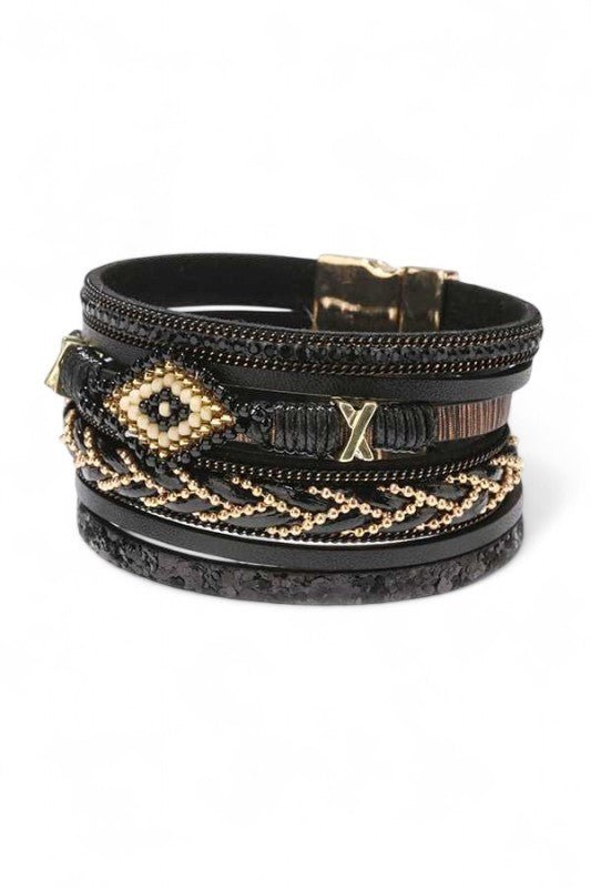 Beaded Layered Bohemian Magnetic Bracelet - Blu Lotus Boutique
