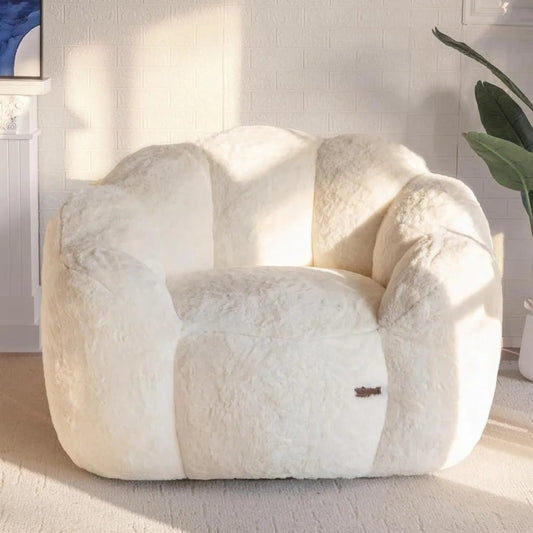 Bean Bag Chair for Adults, Floral Shaped Bean Bag Sofa, Ultra Soft Faux Fur Floor Sofa, Large Reading Chair for Living Room - Blu Lotus Boutique