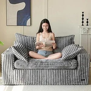 Bean Bag Chair for Living Room, Upholstered Loveseat Sofa Couch with Deep Seating, Wide Armrests Boneless Couch Sofa - Blu Lotus Boutique