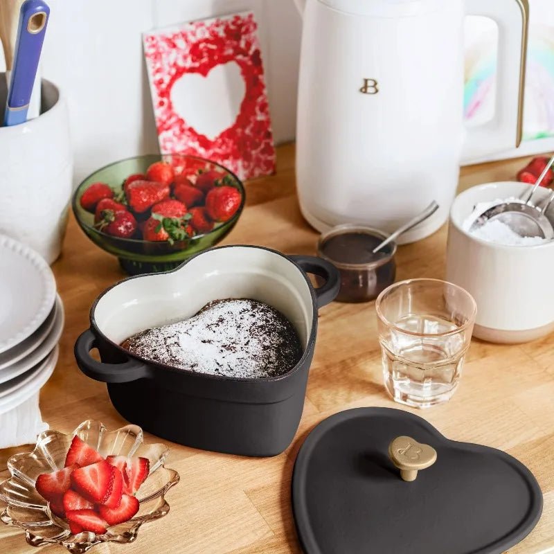 Beautiful by Drew Barrymore 2qt Heart Cast Iron Dutch Oven, Black Sesame - Blu Lotus Boutique