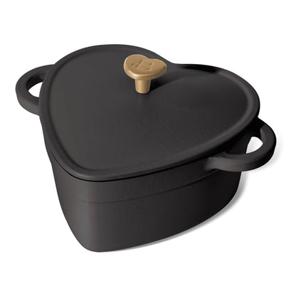 Beautiful by Drew Barrymore 2qt Heart Cast Iron Dutch Oven, Black Sesame - Blu Lotus Boutique