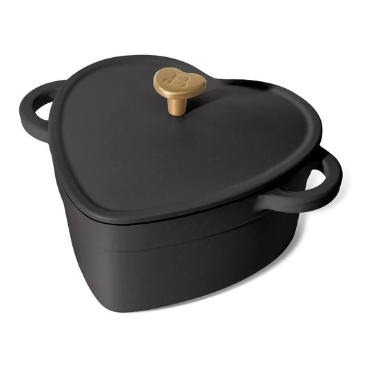 Beautiful by Drew Barrymore 2qt Heart Cast Iron Dutch Oven, Black Sesame - Blu Lotus Boutique