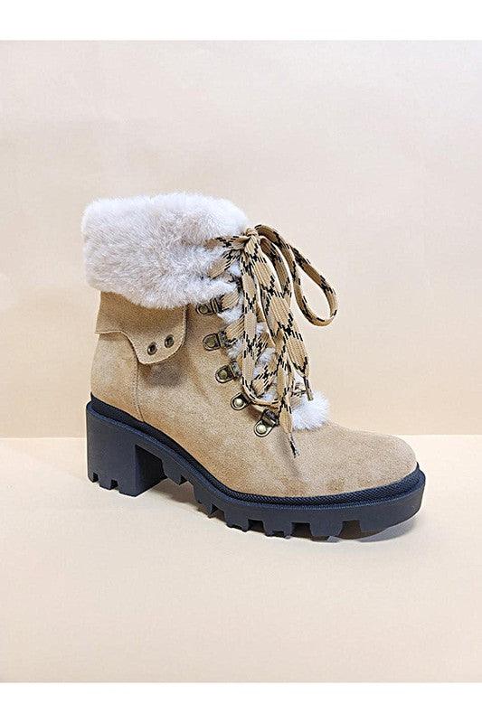 VINI-FUR COMBAT BOOTIES - Blu Lotus Boutique