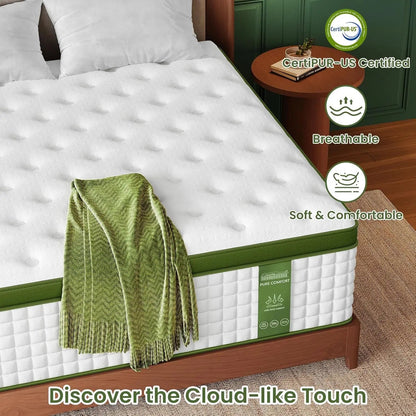 BedStory 12 - 14'' Hybrid Mattress, Full/King/Queen Size Mattress , Gel Memory Foam & Pocket Springs for Pressure Relief & Support - Blu Lotus Boutique